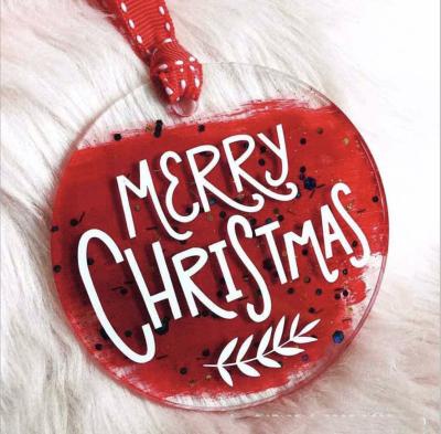 China Machine Laser Cut Printable Plexiglass Plate Tag Customized Christmas Tree Decoration DIY Acrylic Round Tag for sale