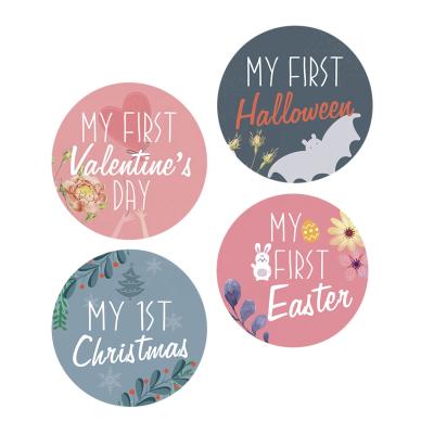 China Floral Baby Milestone Baby Stickers Newborn Baby Month Sticker for sale