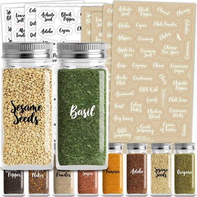 China WALL STICKER gifted cursive spice labels preprinted labels clear stickers black and white spice label set for sale