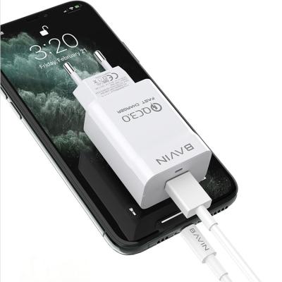 China 2020 BAVIN QC3.0 Max 18W High Speed ​​Fast Charger With IOS Type-C Data Cable For All Android Type And IOS Mobile Phone for sale