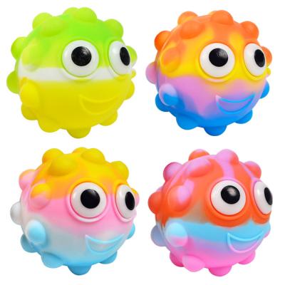 China Squeeze Toy Makers Sell Rainbow Weird 3D Sensory Ball Toys Silicone Burst Sensory Ball for sale