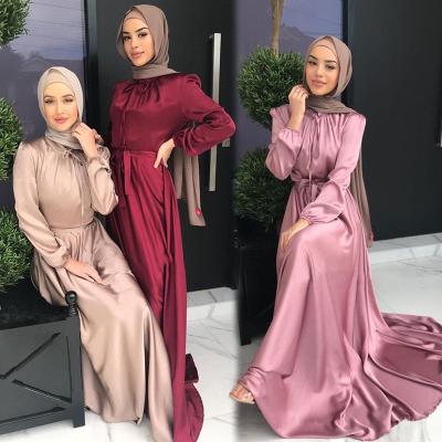 China Sale 8 Colors Islam Bulky Skirt Soft Hot Silk Clothing Long Dress For Muslim Women for sale