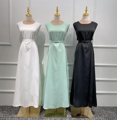 China Washable Inner Long Women Solid Sleeveless Vest Dress With Belt for sale