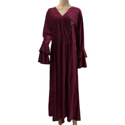 China Wholesale Soft Shiny Muslim Islam Rocket Velvet Winter OEM Factory Red Sleeve Dress for sale