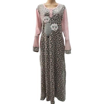 China Women Islam Clothing Winter Soft Velvet Muslim Home Wear Sleep Wear Long Dress for sale