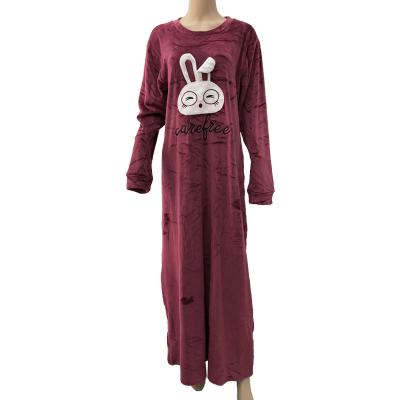 China Design velvet winter home clothing lady Islam mid leisure muslim dress is soft and warm rabbit long for women for sale