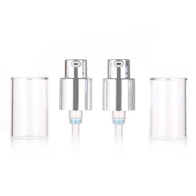 China Non Spill 18mm 18/410 Aluminum Silver Pump For Treatment Cream Customized Pump For Airless Bottle for sale