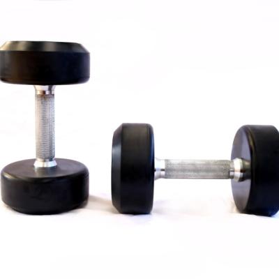 China School Sports Entertainment Gym Weightlifting Abrasion Resistance and Strength Training Fixed Round Rubber Free Weight Dumbbell Set for sale