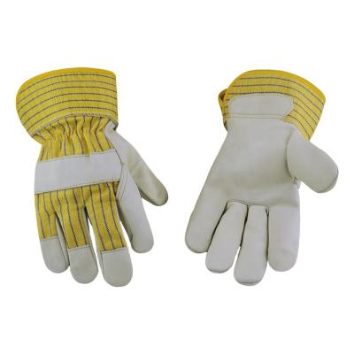 China Garden Economy Leather Palm Canvas Safety Cuff Welding Gloves Work Gloves for sale