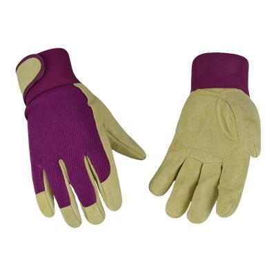 China Antiskid Worker Rosy Pigskin Leather Garden Embroidery Logo Leather Gloves For Work for sale