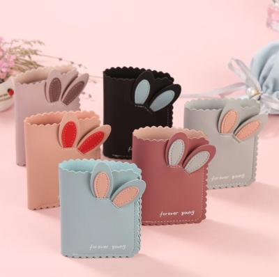 China Cartoon Ladies Short Card Holder Wallet / Rabbit Ears Student Coin Purse Waterproof Wallet for sale