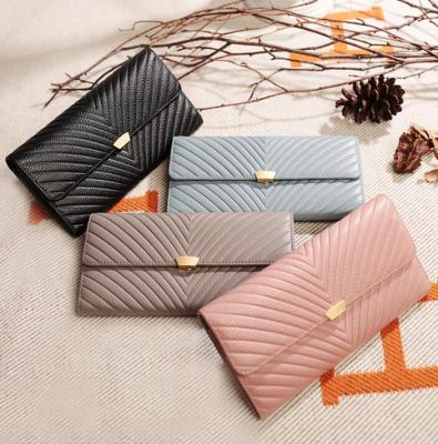 China Waterproof High Capacity Ladies Wallet Bag/Long Zipper Leather Fold Clutch Bag/Female Card Holder Coin Purse for sale