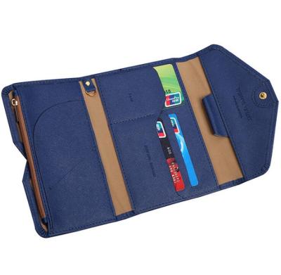 China Fashionable Multifunctional Triple Fold PU Passport Bag/Documents Card Clip/Holder Ticket Organizer for sale