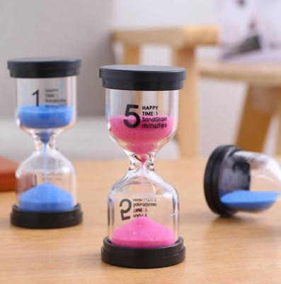 China Hot Selling Custom 1/3/5 Glass Colored Synchronized Hourglass/Colored Sand Timer for sale