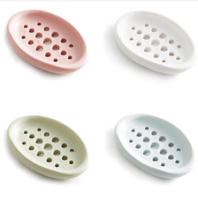 China Stand Up New Design Non Slip Bathroom Flexible Silicone Soap Container / Soap Dish Holder With Drain for sale