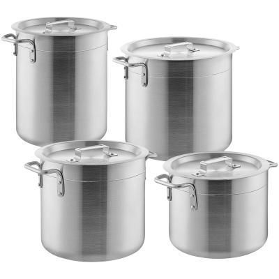 China Stocked Heavy Duty Aluminum Casserole Pan Cookware Soup Cooking Pots Frying Compound Induction 4 Piece Commercial Stock Pot Large for sale