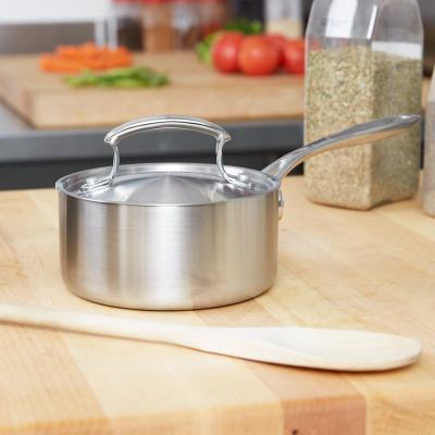 China High Quality Hot Sale 3QT Stainless Steel Stocked Sauce Pan Used Food Fry Pan Aluminum Base Cookware For Restaurant Sauce Pot for sale