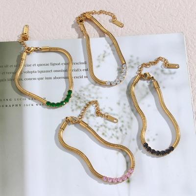 China TRENDY Beads Snake Deep Chain Bracelet Stainless Steel Design New Zircon Female Luxury Jewelry High Quality for sale