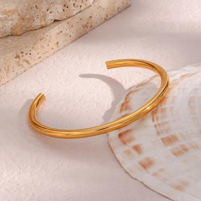 China TRENDY Arc Simple Light and Exaggerated Open Bangle Jewelry Plated 18K Stainless Steel Sleek Women for sale