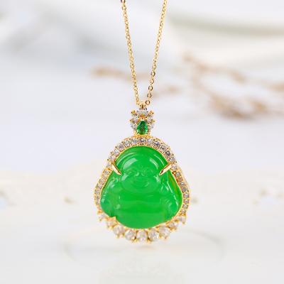 China Maitreya Necklace Copper Diamond Religious Jewelry High Quality Green FASHIONABLE Classic Pendant For Men And Women for sale