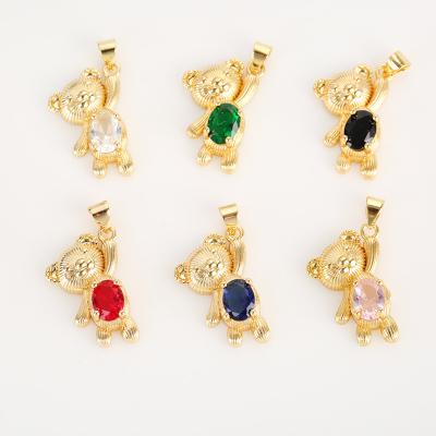 China Decoration Copper Plated Zircon Crystal Cute Bear Pendant Jewelry Products Semi Finished High Quality DIY Micro Set for sale