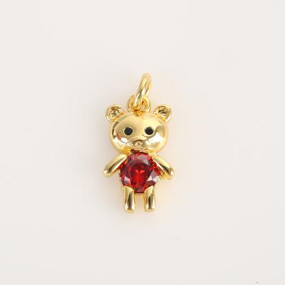 China FASHIONABLE Exquisite Cute Animal Bear Crystal Zircon Jewelry Products Semi Pendant Finished DIY High Quality for sale