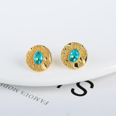 China FASHIONABLE Gold Plated Luxury Round Irregular Stripes New Design Crystal Earrings Personality High Quality for sale