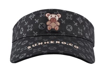 China Black Outdoor Sunscreen Hats With Bear Pattern For Summer for sale