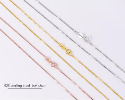 China Nickel and Lead Free ATHENAA 925 Sterling Silver 0.8mm Thin Fashion Jewelry Necklace Clavicle Chains Box For Women Rose Gold /White Gold/Gold Plated for sale