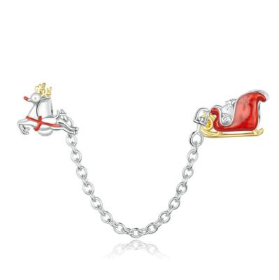 China CLASSIC ATHENAA Fashion Jewelry 925 Sterling Silver Christmas Hat Bobsled Sled Snowmobile Deer With Color Zircon for sale