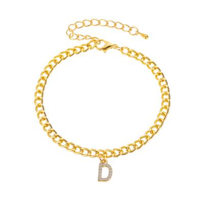 China Luxury CLASSIC Sterling Silver Women Cuban Initial Anklet Chain Anklets with Charms for sale