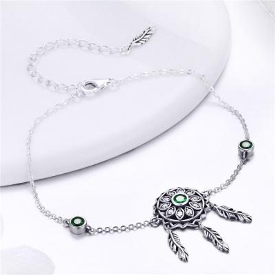 China ATHENAA 925 Sterling Silver CLASSIC Green Zircon Birthstone Dream Catcher Charm Bracelets jewellry for sale