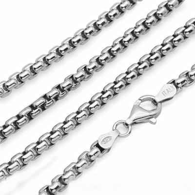 China Athenaa Mens Womens Hip Hop Jewelry 925 Sterling Silver 1-5mm Raw Link Chain Box Chain Necklace CLASSIC for sale