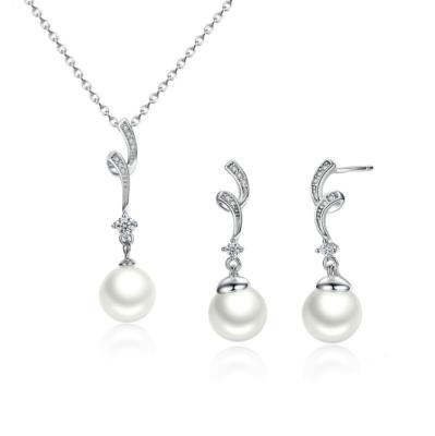 China Nickel & Lead Free ATHENAA Customized 925 Sterling Silver Plated Starfish Pearl Earring Necklace Jewelry Set For Women for sale