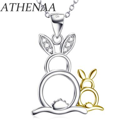 China Free Wholesale Sterling Silver Rabbit Design Pendant Women's Animal Necklace 925 Lead and Nickel ATHENAA For Gift for sale