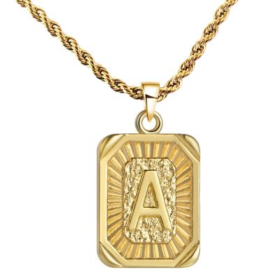 China New Arrival Casual/Sporty Hiphop Alphabet A-Z Letter Necklace 18K Gold Plated Chain Stainless Steel-Copper Initial Rope Pendant Necklace for sale