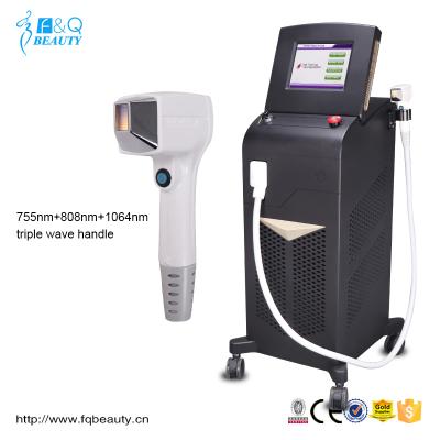 China Dye Removal Big Power 3 Wavelengths 755 / 1064 / 808nm Alexandrite Diode Laser Hair Removal for sale