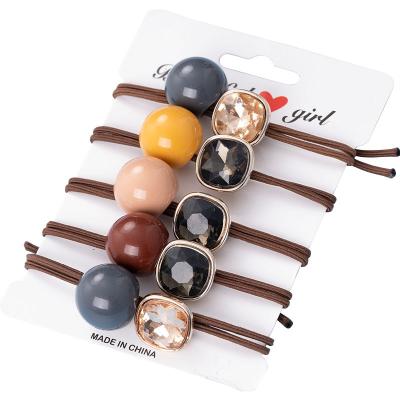 China Elastic rope New headwear simple hair ring fashion beaded hair band rubber band crystal hair rope for sale