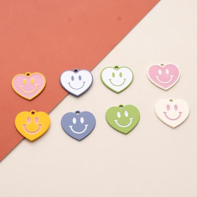 China Popular 2022 Alloy Heart Charm Square Enamel Smile Fashion Accessory Pendant Jewelry For Earring Making for sale