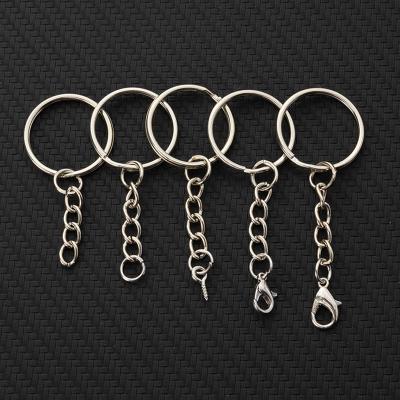 China Hot Selling Metal Cheap Price 25mm Metal Slot Key Ring With Chain For Gifts Key Chain for sale