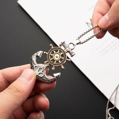 China Retro Hiphop Hip Hop Musical Instrument Bear Fish Bone Titanium Steel Necklace for sale