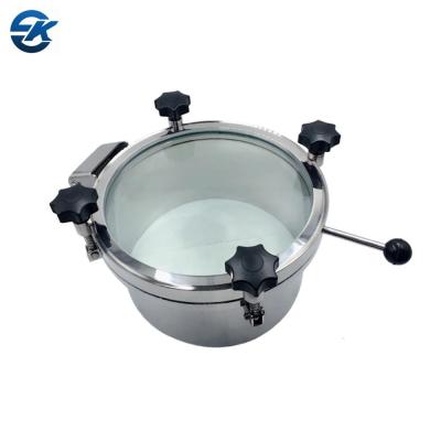 China SS304 Stainless Steel Food Tank High Pressure Round Manhole Cover With Sight Glass Unions Sight Glass Flange Sight Glass for sale