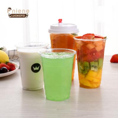 China Custom Clear Plastic Cup Logo Plastic Mugs Eco-friendly Manufacturing With Lid Juice Plastic Cup for sale