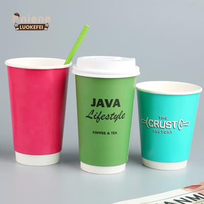 China Factory Sale Disposable Paper Cup Custom Coated Wallpaper Double Cup Of Tea for sale