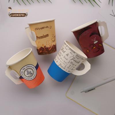 China Hot Sale Recyclable Custom Printed 7oz Paper Cup Tea Cup Disposable Eco Friendly Paper Cup With Handle for sale