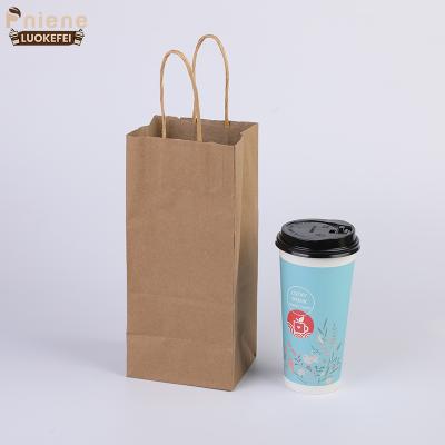 China Recycled Materials Food Grade Kraft Paper Bag Paper Food Bag Carry Paper Bag for sale