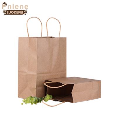 China Recycled Materials Eco Friendly Paper Bag Take Out Food Paper Bag High Quality Kraft Paper Bag For Food for sale