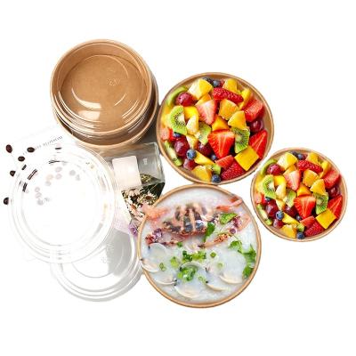 China Amazon Hot Selling Disposable Take Away Brown Eco Friendly Salad Bowl Disposable Wrapping Paper Packaging Cup, Bowl for sale