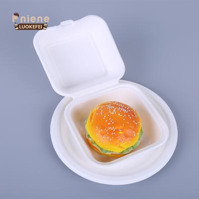 China Disposable Fast Food Box Hamburger Place Disposable Tableware Disposable Food Box Sugar Cane for sale