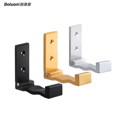 China Sustainable New Design Aluminum Alloy Folding Clothes Coat Hook Space Saving Modern Vertical Single Black Fixed Wall Hooks Decorative Coat for sale